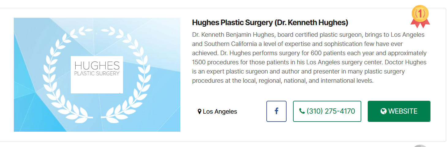 Dr. Kenneth Hughes Voted Best Plastic Surgeon in Los Angeles in 2020